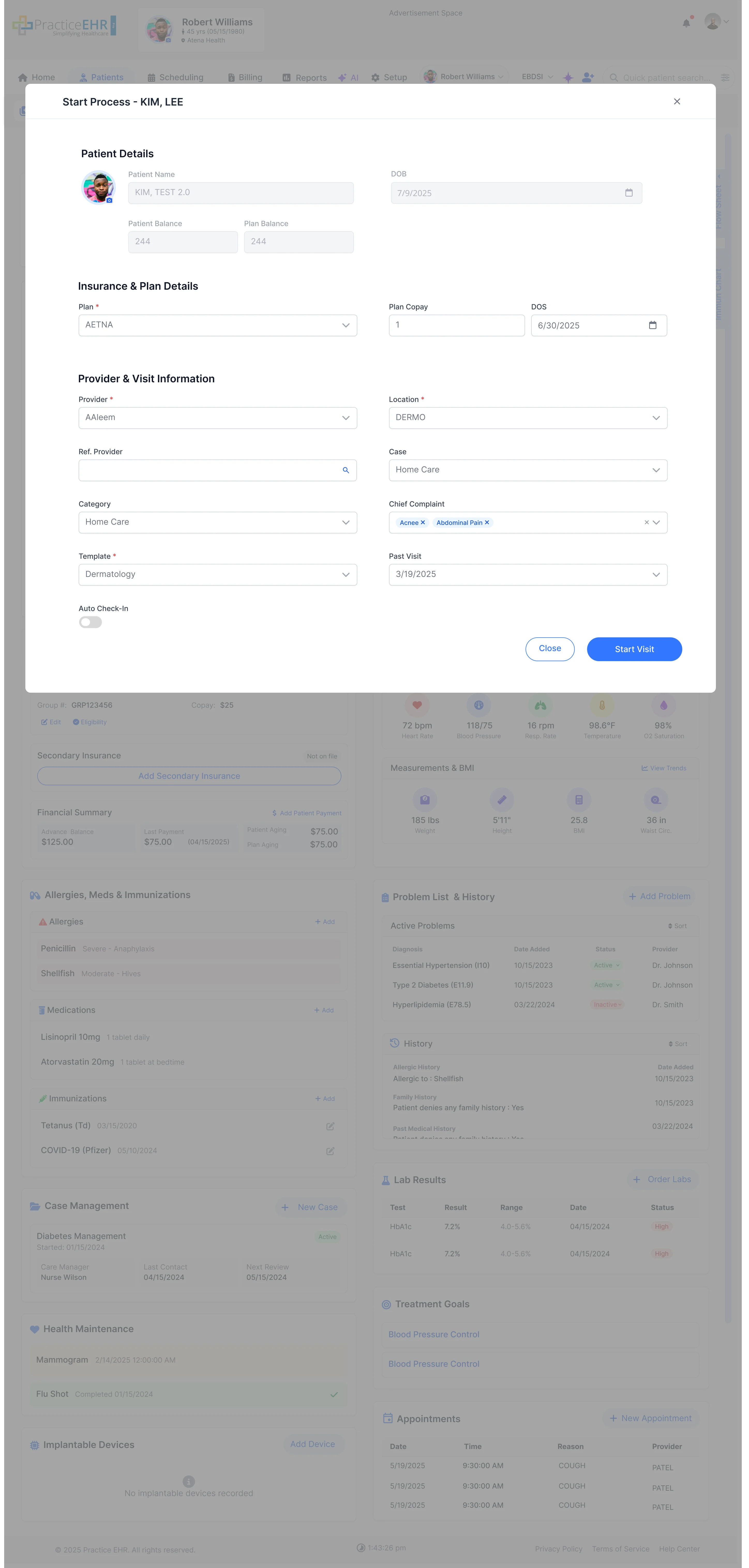 New Visit Modal image